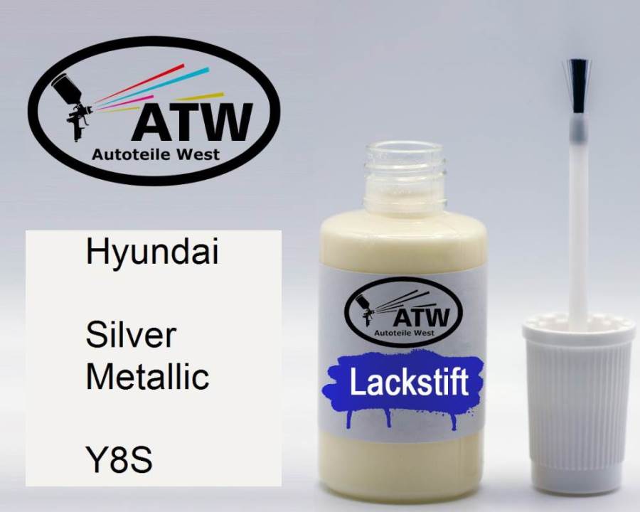 Hyundai, Silver Metallic, Y8S: 20ml Lackstift, von ATW Autoteile West.